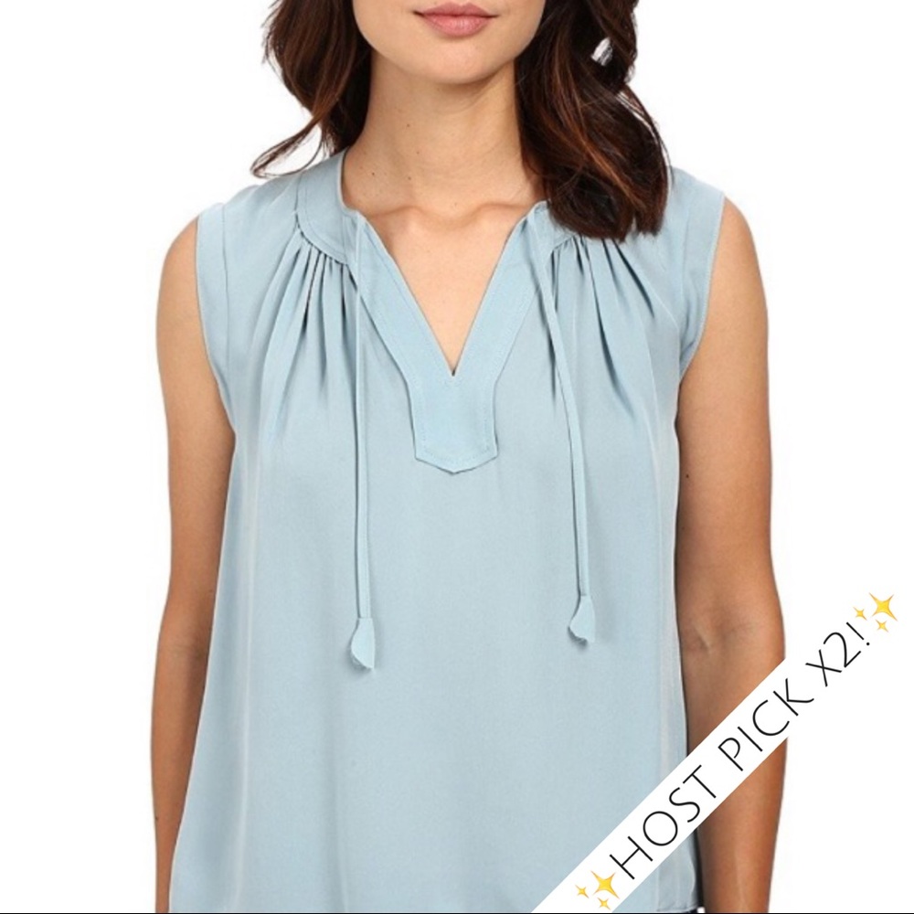 ✨HPx2!✨NWT Rebecca Taylor Blue Silk Top